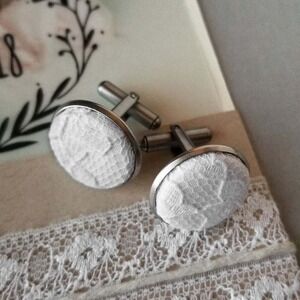 New Custom White Lace Cufflinks by Marang Studios (.75”)